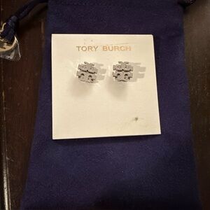 Tory Burch silver T logo stud comes with bag